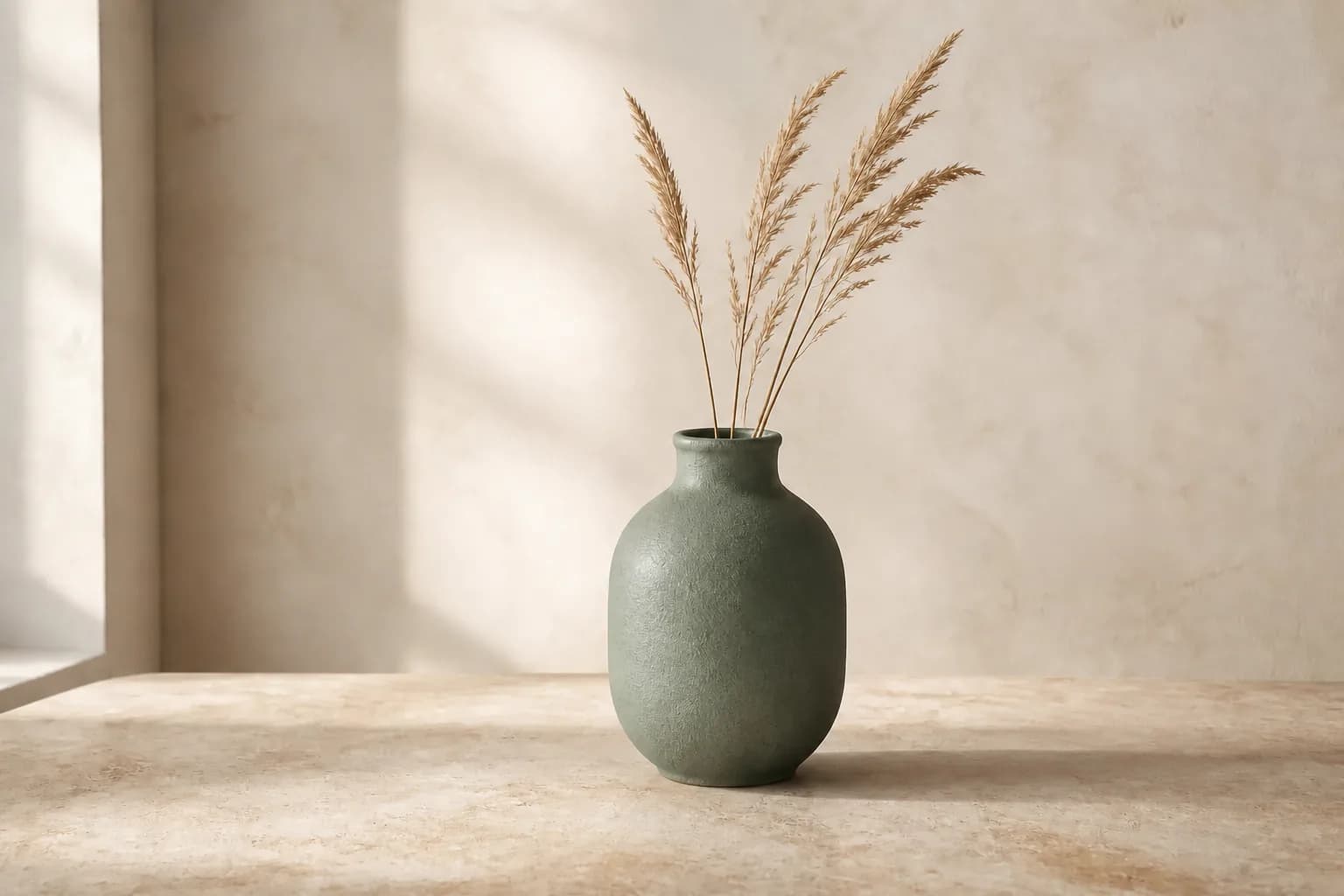 Sage ceramic vase after the orange utility clamp is removed